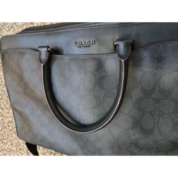 Coach Beckett Structured Brief Case In Signature Canvas Leather Black & Burgundy - Picture 3 of 16